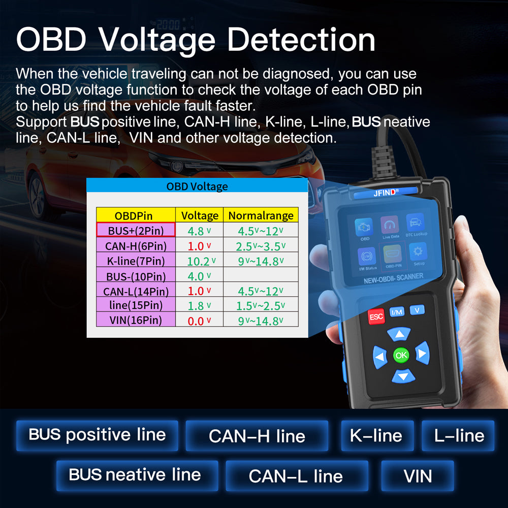 JFIND JF700 OBD2 Scanner check engine light better than AD310 Cr3001